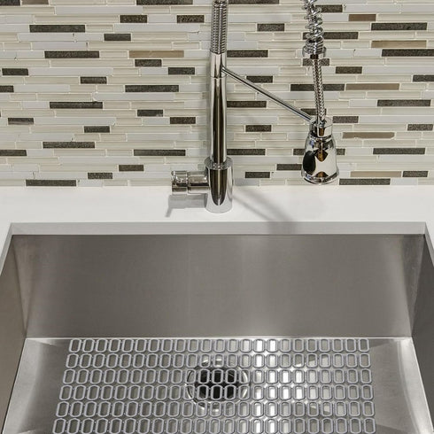 YBM Home 2-Pack Kitchen Sink Grid Mat Pad - Plastic Protector with Quick Draining Holes, Non-Skid, Gray