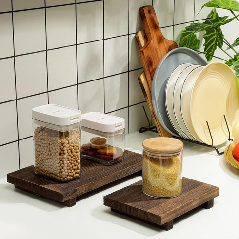 2 Counter Tiamon Pcs Wood Pedestal Stand Riser Wood Riser Soap Stand for Bathroom Farmhouse Soap Tray for Home Kitchen