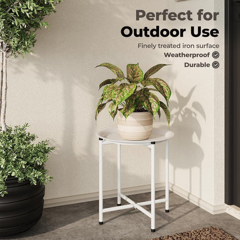 Bamworld White Plant Stand Indoor Small Plant Table for Large Plants Outdoor Single Plant Holder Heavy Duty Plant Stool