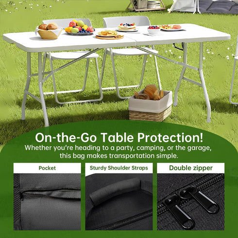 QYILUARE 4 26" 5" 24.4" Ft Folding Table Storage Bag | L x W x H - Heavy Duty Water-Resistant Carrying Bag with Pocket