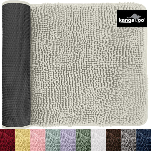 KANGAROO Luxury Chenille Bath Rug, 36x24, Extra Soft and Absorbent Shaggy Bathroom Rugs, Cream