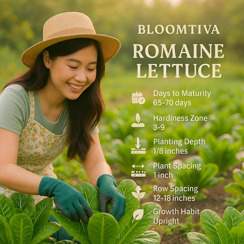 Bloomtiva 8000+ Pack, Romaine Lettuce Seeds Parris Island Cos, Heirloom Non-GMO Seeds, High Germination Bulk Grown