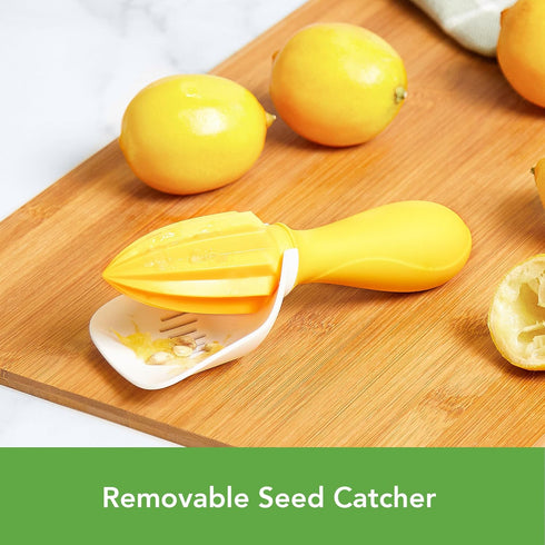 Tovolo Citrus Reamer Juicer with Seed Catcher Manual Fruit Juicer for Lemons Limes Oranges Tangerines Pomegranates