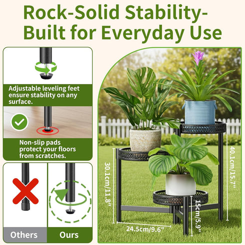 NQW 3 Metal Plant Stand Indoor Outdoor, Tier Corner Tall Plant Shelf for Multiple Plants, Tiered Plant Stand, Heavy