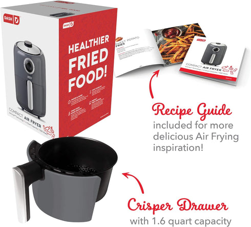 DASH Compact Air Fryer Oven Cooker, 2 Quart with Temperature Control, Non-stick Fry Basket