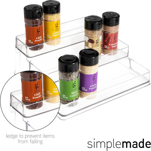SIMPLEMADE Spice Rack Three-Tiered Shelf, Countertop, and Cabinet Storage and Spice Organizer for Kitchen, Bathroom, Bedroom, and Office, Home Storage and Organization Solutions, Set of 1, Clear by SIMPLEMADE