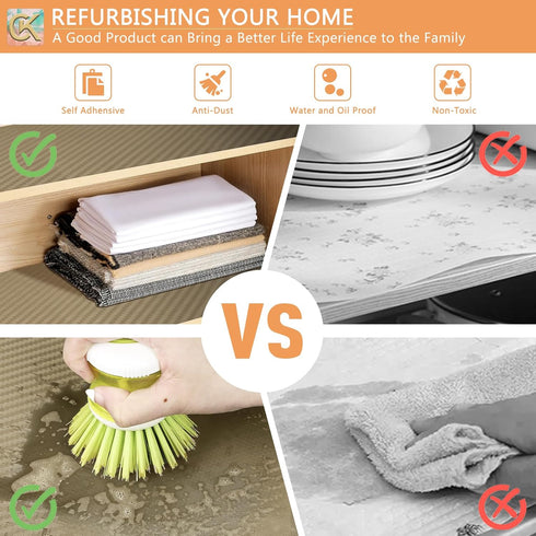 Self-Adhesive Shelf Liner, Waterproof Kitchen Liner, Easy Peel and Stick Contact Paper for Desk and Countertops, Dark