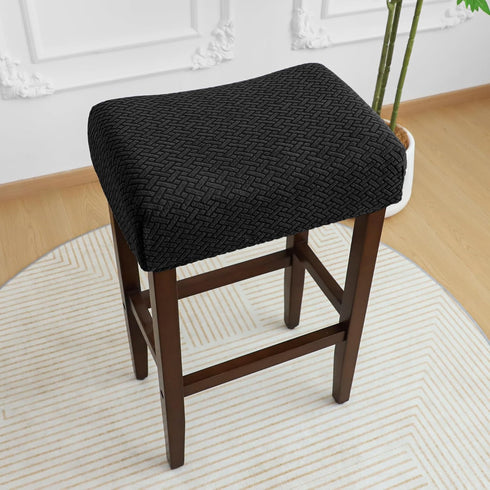 2 Pack Counter Waterproof Bar Stool Covers Rectangle Black Jacquard Stretchable Backless Barstool Seat Cover Bar Stool