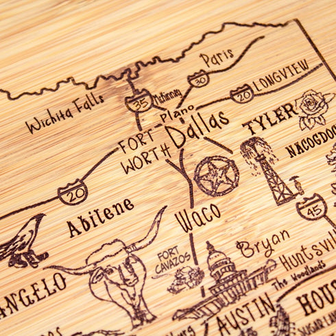 Totally Bamboo A Slice of Life Texas State Cutting Board, 11" x 8.75" Serving Board