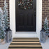 Black and Khaki Striped Outdoor Rug 24"x35", Cotton Hand-Woven Foldable Mat, Washable Reversible Door Mats for Entryway