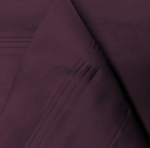 100% Egyptian Cotton 650 Thread Count King Pillowcase Set, 2-Piece, Solid, Plum