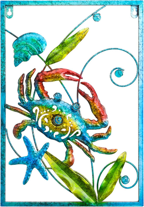 BVLFOOK Crab Metal Wall Decor Marine Wall Art Wall Sculpture Valentine Decorative