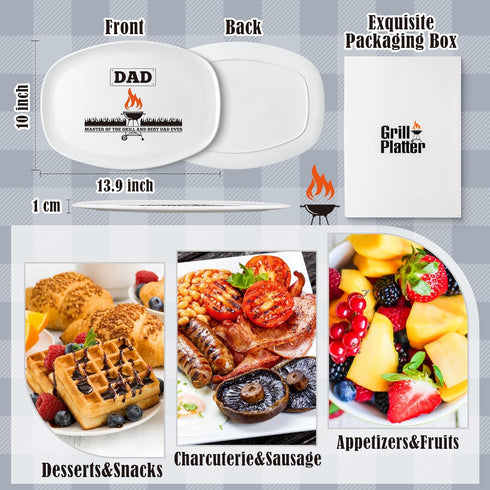 R HORSE Dad Grill Platter Gift, White Oval Serving Tray for BBQ, Salads, Desserts, Charcuterie, Birthday Christmas Gift