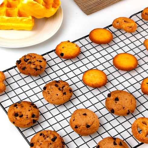 BRIOUT Cooling Rack for Baking, 16x10 Inches Thick Wire Cookie Rack, Oven Safe, Fits Half Sheet Pan, Black
