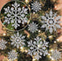 36 Pack Silver Snowflake Ornaments, Plastic Glitter Snow Flakes for Winter Christmas Tree Decorations, Size Varies