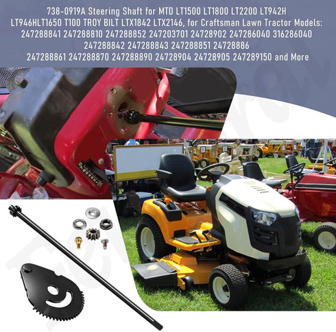 738-0919 617-04094 247288841 247288810 24728905 Steering Shaft w/ Bushing Kit Compatible with MTD Troy-Bilt Craftsman