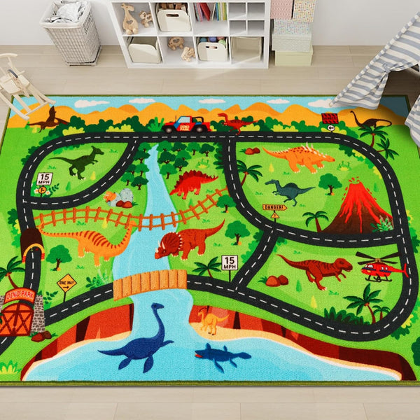 Kids Carpet Playmat Rug,59"X39.4" Dinosaur Car Rugs for Kids Toy Cars,Non Slip