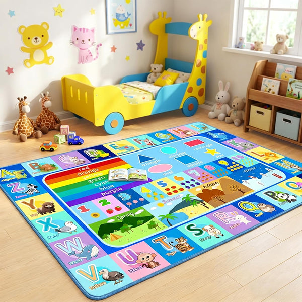 Kids Rug for Playroom Bedroom, 2.5x4 Feet Educational ABC Area Rug for