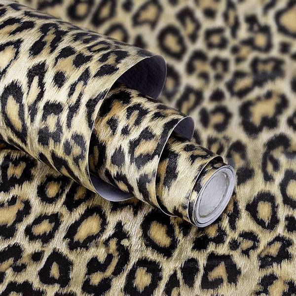 Leopard Print Peel and Stick Wallpaper, Self Adhesive Contact Paper for Cabinets, 17.7" x 117" Decorative Liner
