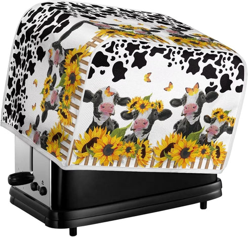 UNICEU Sunflower Farm Cow Animal 2 Slice Quilted Toaster Cover, Dustproof Kitchen Small Appliance Cover