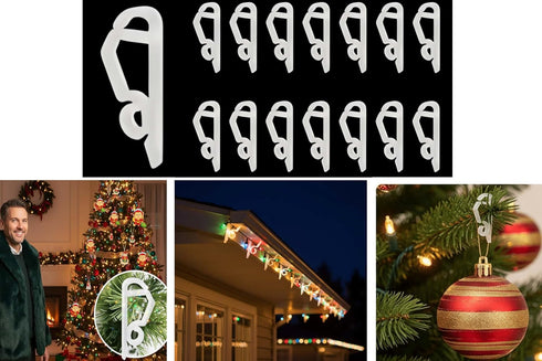 Kihanyoh (120, Christmas Light Clips, White Gutter Hooks Outside String Lights Clips Weatherproof Outdoor Seasonal