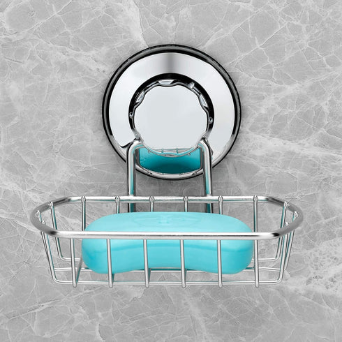 iPEGTOP Super Powerful Vacuum Suction Cup Soap Dish, Rustproof 304 Stainless Steel Sponge Soap Holder for Bathroom,