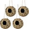 winemana 4 Pack Hanging Bird Nest House for Outside, Hand Woven Ball Shape, Durable Natural Grass for Garden Patio