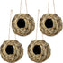 winemana 4 Pack Hanging Bird Nest House for Outside, Hand Woven Ball Shape, Durable Natural Grass for Garden Patio