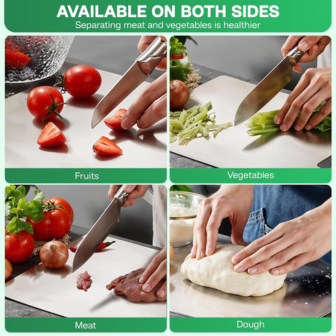 BEGCON 304 15.4" 11" Stainless Steel Cutting Boards for Kitchen - Stainless Steel Food Grade, Double-Sided Non Toxic