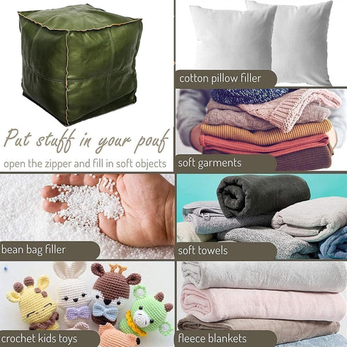 17.7" Louis Donn Unstuffed Square Pouf Ottoman Cover Faux Leather Waterproof Floor Footrest Storage Cover for Living