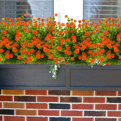 Artificial Flowers Faux Plastic Greenery Shrubs, UV Resistant Outdoor Plants for Home Kitchen Office Wedding Decor
