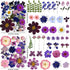 150PCS Purple Dried Pressed Flowers with Butterfly Stickers, YouthBro Real Nature Flowers Set for DIY Craft