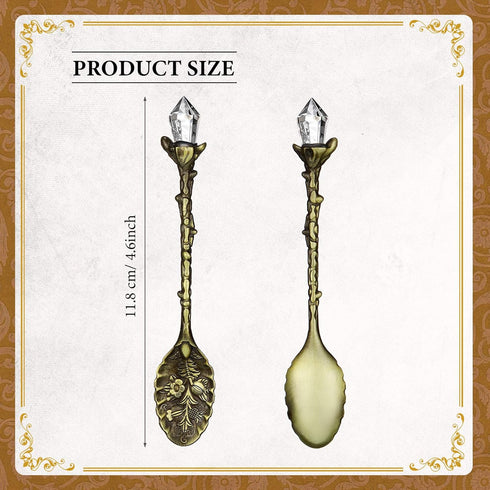 Honoson Retro Crystal Spoon, Vintage Carved Crystal Alloy Spoon for Cafe Tableware (16 Pieces)