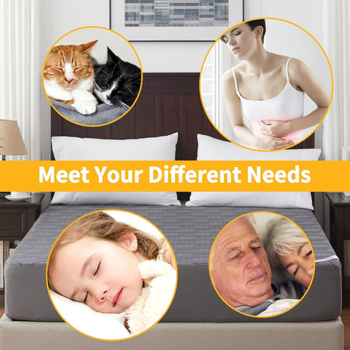 Full Size Waterproof Mattress Protector, 40% Rayon Derived from Bamboo Grey Cover, 3D Air Fabric with Deep Pocket 6"-15"