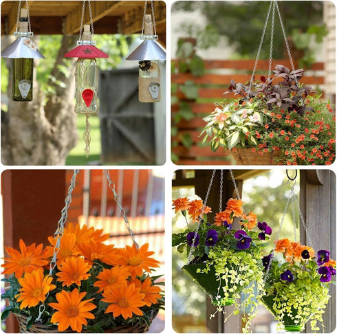 HEDGBOBO 10 Pack SIL Storagehook Silver Hanging Chains with Hooks, Grow Lights Chain adjusable fit bird feeders