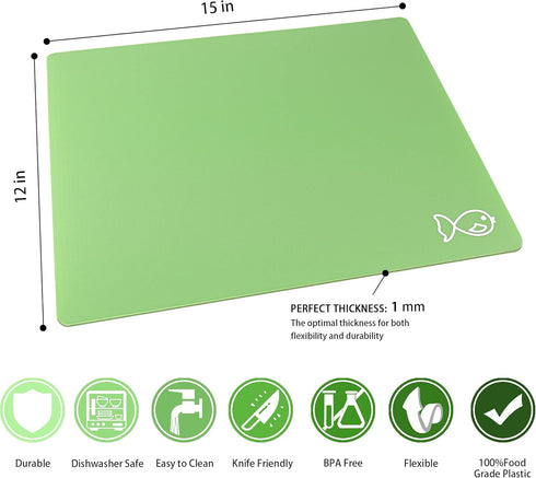ZVP Plastic Cutting Boards for Kitchen, Flexible Chopping Mats, Non-Slip, BPA Free