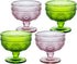 Vintage Flower Embossed Glass Footed Dessert Bowl, Ice Cream, Trifle, Salad, Candy, Cake Bowl for Home Party, 9oz-Pink