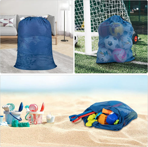 Extra Large Heavy Duty Mesh Laundry Bags with ID Tag, Locking Drawstring Closure - 2 Pack, 30 x 36 inches, Washable for