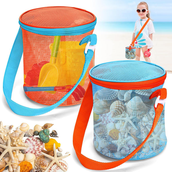Vodolo Sea Shell Bags for Beach,2pcs Mesh Seashell Holder,Shelling Collecting Tools Travel