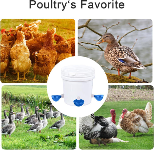 EOKOICA 8 Packs Chicken Waterer Cups, Blue Large Chicken Watering Cups, Automatic Chicken Water Cups, Tee Fittings