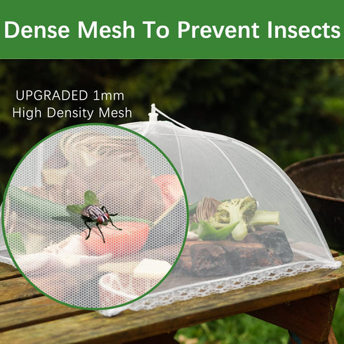 Mesh Food Covers for Outdoors: 10 Pack with 2 Extra Large 40x24 in & 8 Large 17x17 in Collapsible Picnic Nets for