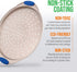 NutriChef 13-Inch Non-Stick Pizza Tray with Silicone Handle, Round Steel Pan with Perforated Holes, Champagne Gold