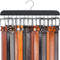 Belt Hanger for Closet, Max 42 Belts, Sturdy Wood Rack with 14 Hooks, Black, 1 Pack