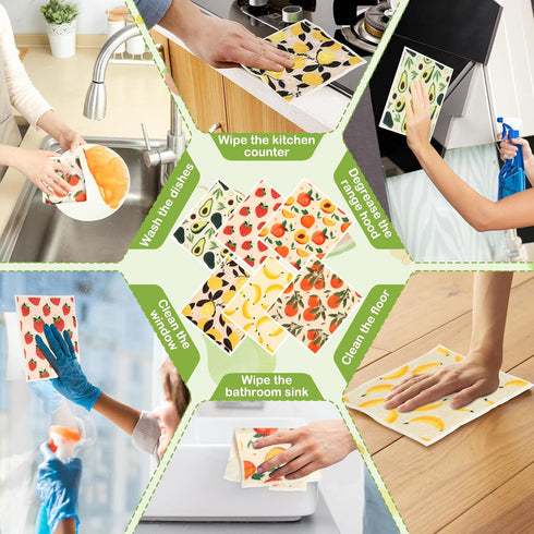 6-Pack Lucomb Swedish Dish Cloths for Kitchen | Super Absorbent Washable Cleaning Cloths Reusable Paper Towels|
