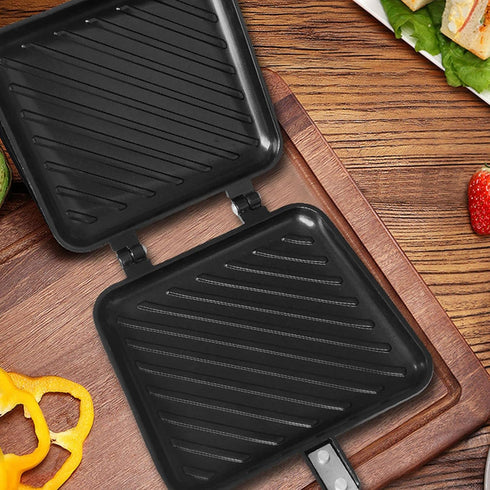 Pwshymi Double Sided Frying Pan, Aluminum Alloy Sandwich Pan Flat Bottom Nonstick Sandwich Panini Maker Pan for Toaster Breakfast Sandwich Maker Pan by Pwshymi