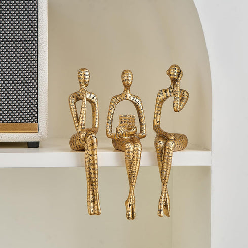 Octdays Gold Decor Thinker Statue, Abstract Art Sculpture Coffee Table & Bookshelf Decor Accents, Modern Living Room