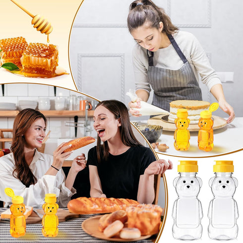 48 8 oz Thenshop Pcs Plastic Bear Honey Bottle Jars Empty Honey Squeeze Bottle with Yellow Flip-top Lid for Storing