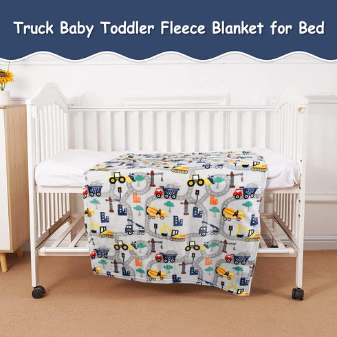 Cozy 30x40 Inch Softan Truck Blanket for Babies, Kids Throw Blanket for Boys and Girls Soft Flannel, Cute Truck Blanket