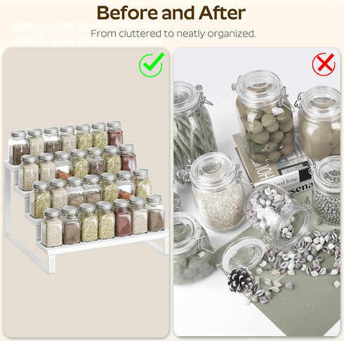 Set 2, Countertop SR04L2WW YATINEY Spice Rack, Wooden Display Riser Stand, of Perfume Organizer, Vanity Display Stand