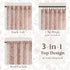 96 Inch 2 Set Pink Linen Floral Curtains Panel for Living Room Semi Sheer Light Filtering Window Curtains Blush Flower